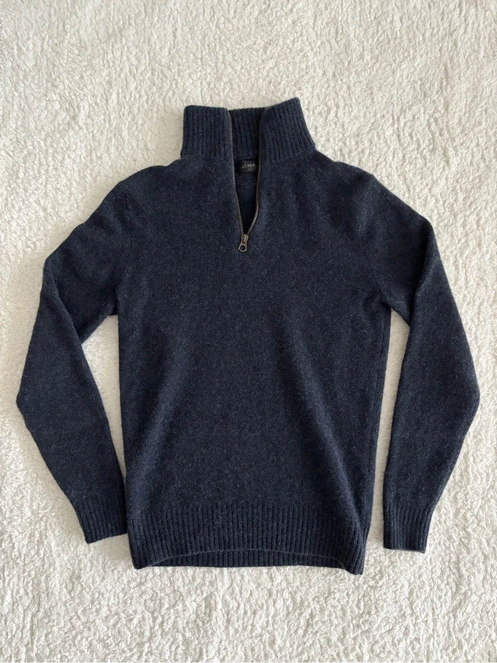 J.Crew Merino Wool Quarter Zip Sweater Navy Sz Est. Small